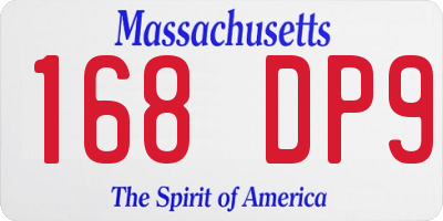 MA license plate 168DP9