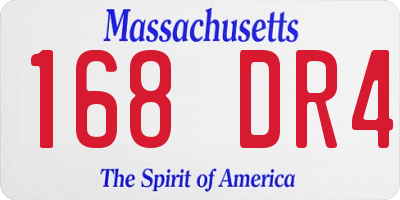 MA license plate 168DR4