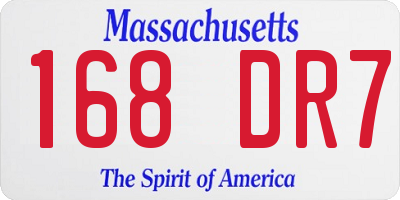 MA license plate 168DR7