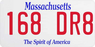 MA license plate 168DR8