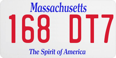 MA license plate 168DT7