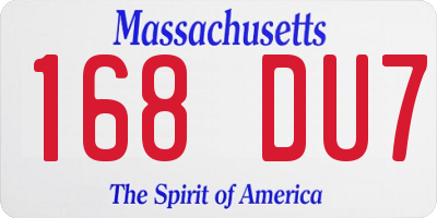 MA license plate 168DU7