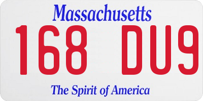 MA license plate 168DU9