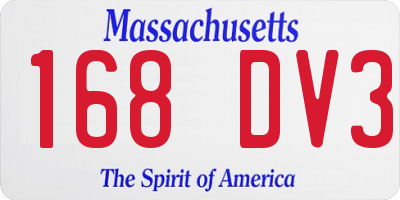 MA license plate 168DV3