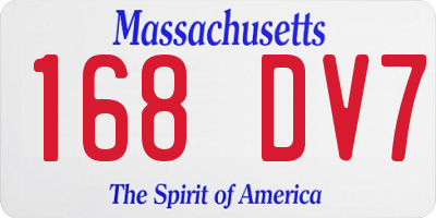 MA license plate 168DV7