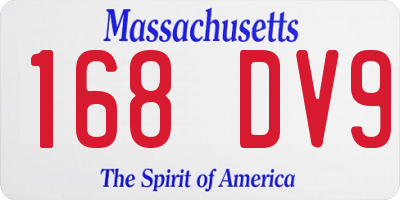 MA license plate 168DV9
