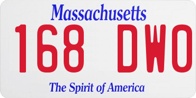 MA license plate 168DW0
