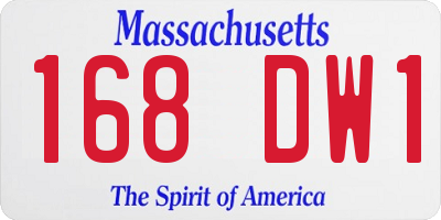 MA license plate 168DW1