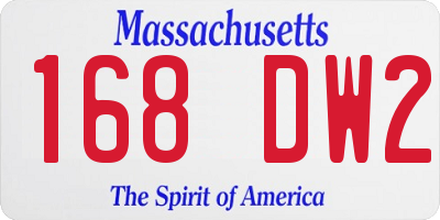 MA license plate 168DW2