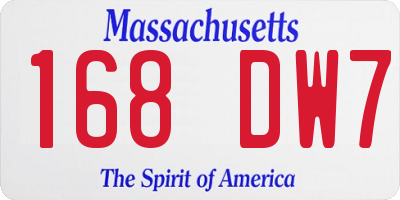 MA license plate 168DW7