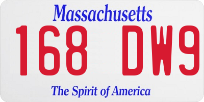 MA license plate 168DW9