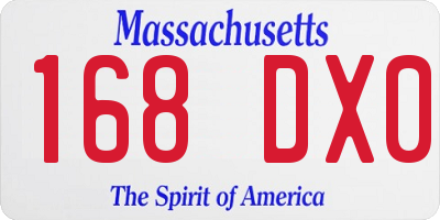 MA license plate 168DX0
