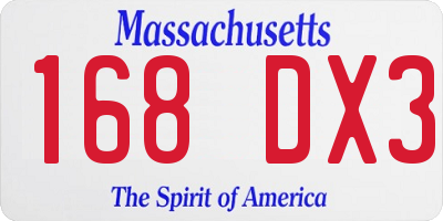 MA license plate 168DX3