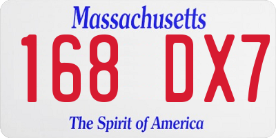 MA license plate 168DX7