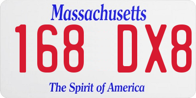 MA license plate 168DX8