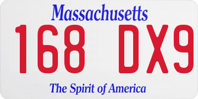 MA license plate 168DX9