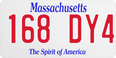MA license plate 168DY4