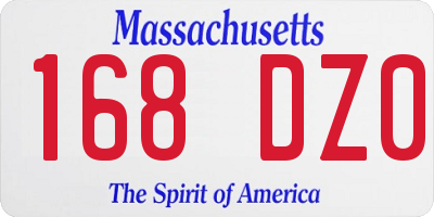 MA license plate 168DZ0