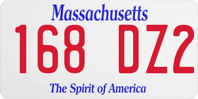 MA license plate 168DZ2