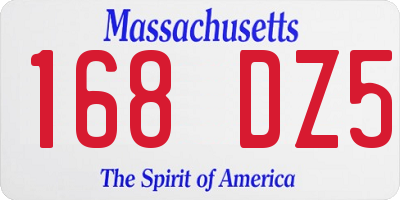 MA license plate 168DZ5