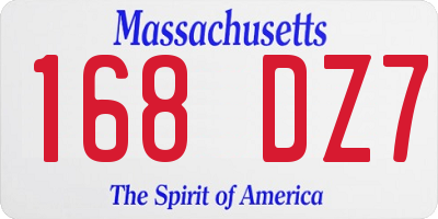 MA license plate 168DZ7