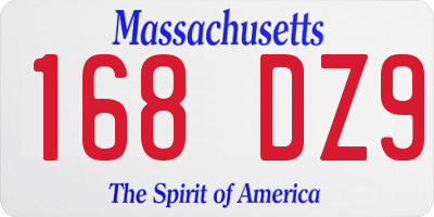 MA license plate 168DZ9