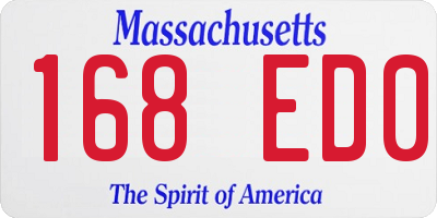 MA license plate 168ED0