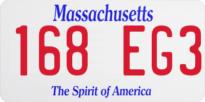 MA license plate 168EG3