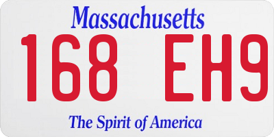 MA license plate 168EH9
