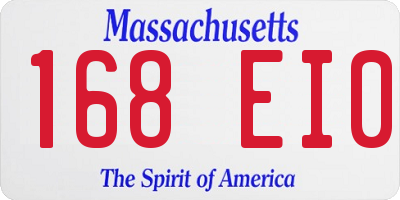 MA license plate 168EI0