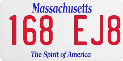 MA license plate 168EJ8
