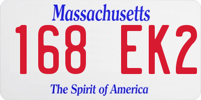 MA license plate 168EK2