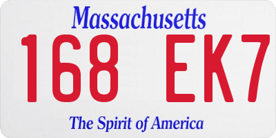 MA license plate 168EK7