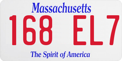 MA license plate 168EL7