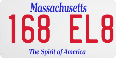 MA license plate 168EL8