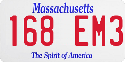 MA license plate 168EM3
