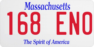 MA license plate 168EN0