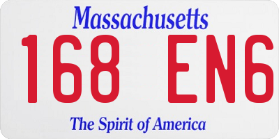 MA license plate 168EN6