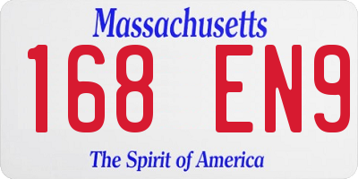 MA license plate 168EN9