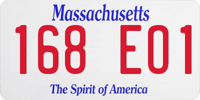 MA license plate 168EO1