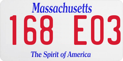 MA license plate 168EO3