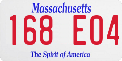 MA license plate 168EO4