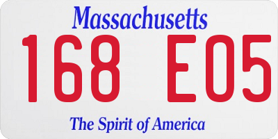MA license plate 168EO5