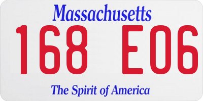 MA license plate 168EO6