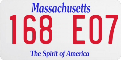 MA license plate 168EO7