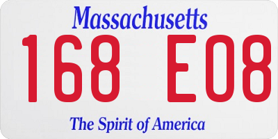 MA license plate 168EO8