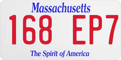 MA license plate 168EP7