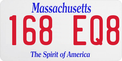 MA license plate 168EQ8