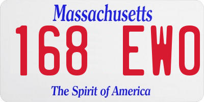 MA license plate 168EW0