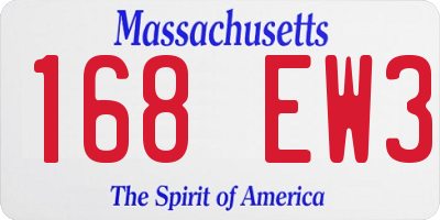 MA license plate 168EW3